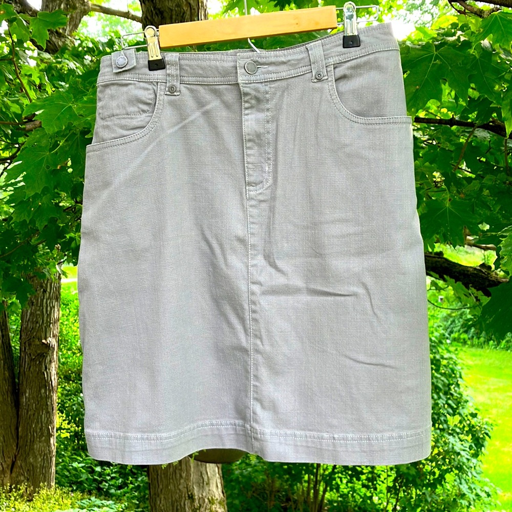 Woolrich Gray Cotton Spandex Tectured Twill Skirt EUC Size 10